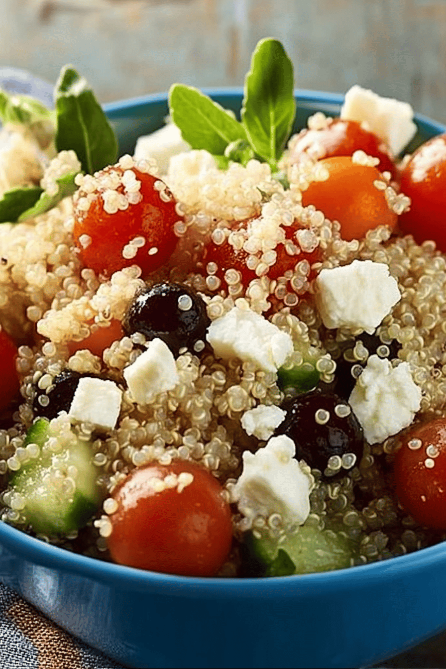 Ensalada De Quinoa Con Tomates, Pepino Y Queso Feta