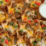 Cheesy Sausage Wonton Cups