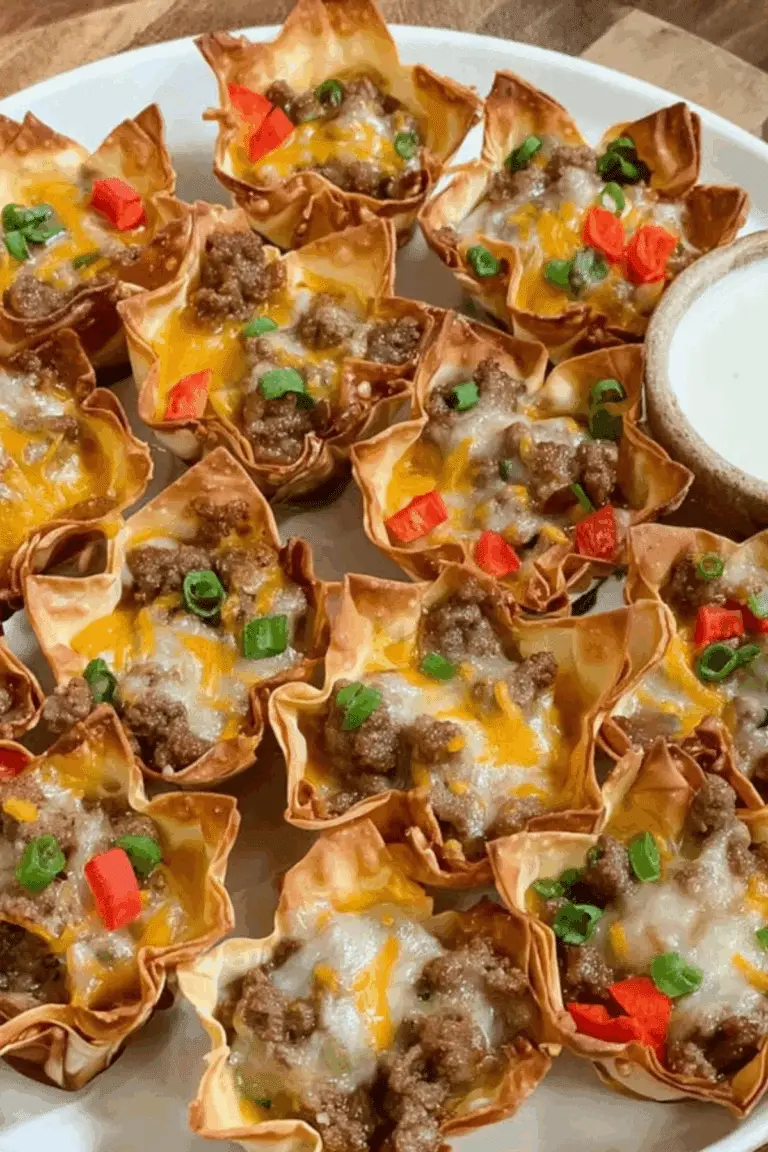 Cheesy Sausage Wonton Cups