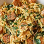 Creamy Chicken Sausage Orzo Skillet