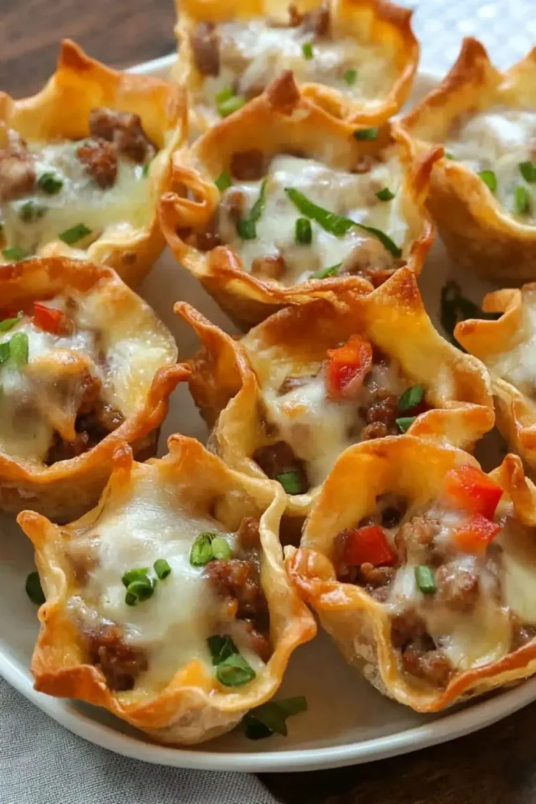 Cheesy Sausage Wonton Cups