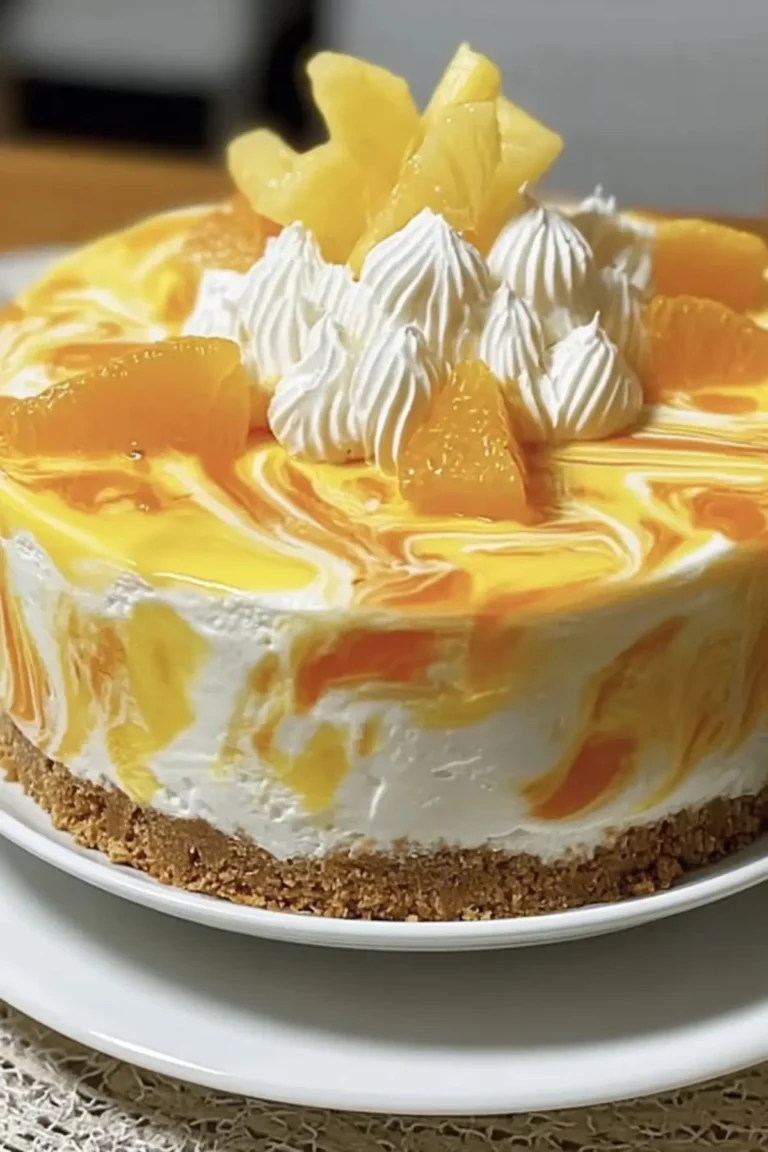 no bake orange pineapple swirl cheesecake