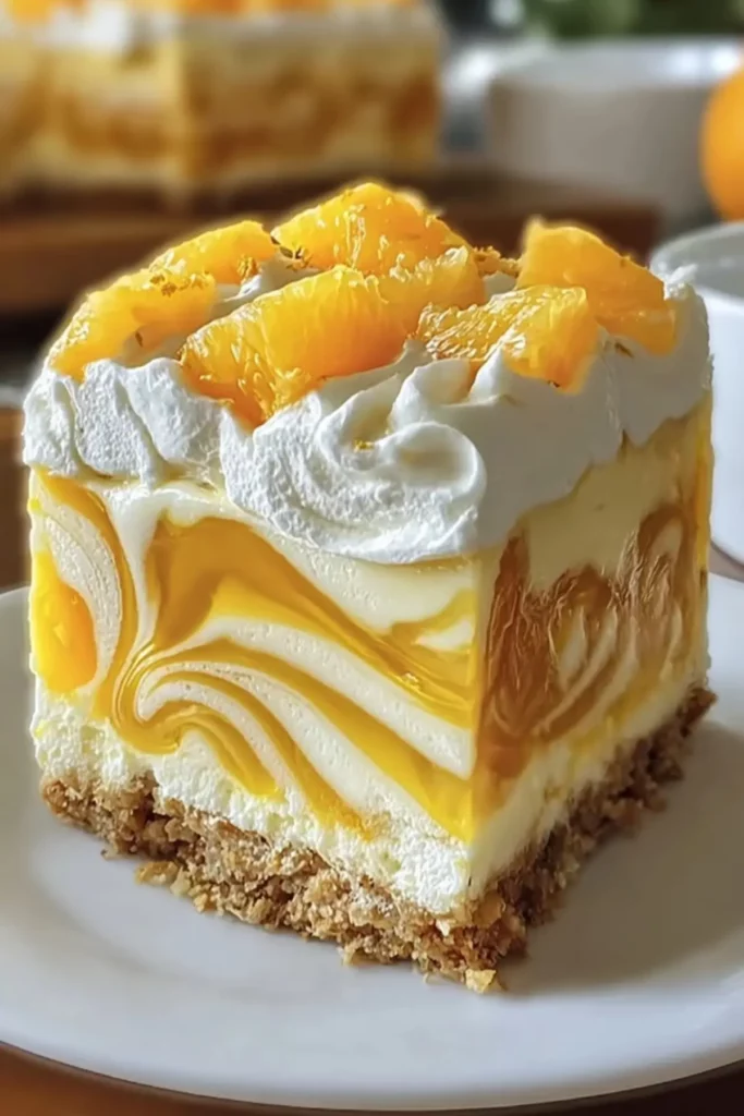 no bake orange pineapple swirl cheesecake