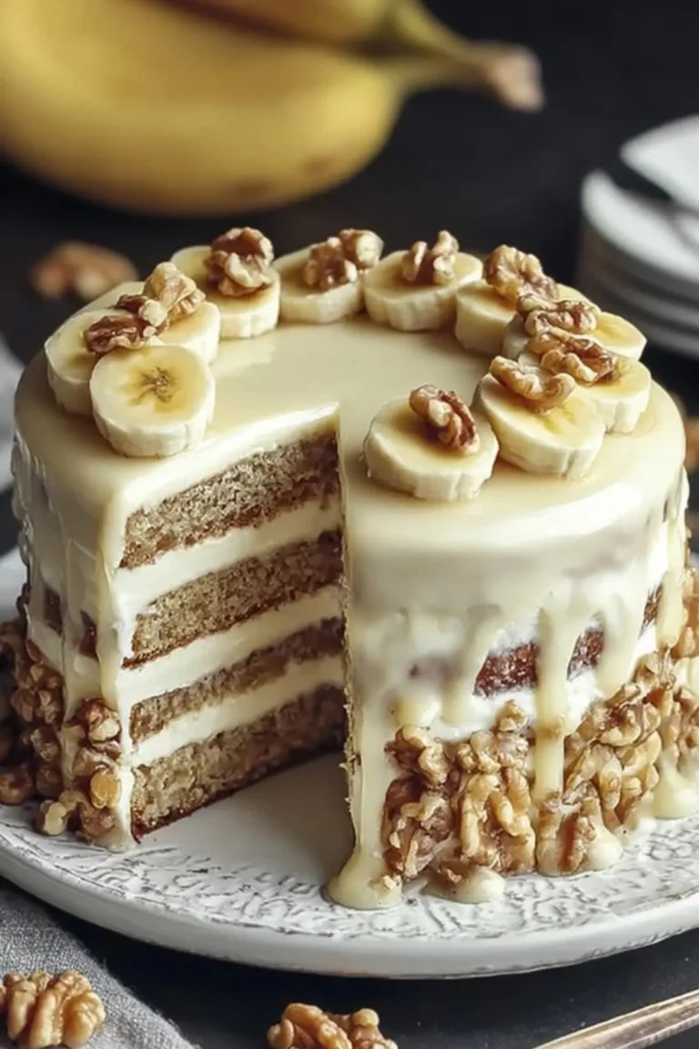 heavenly banana walnut cream cake