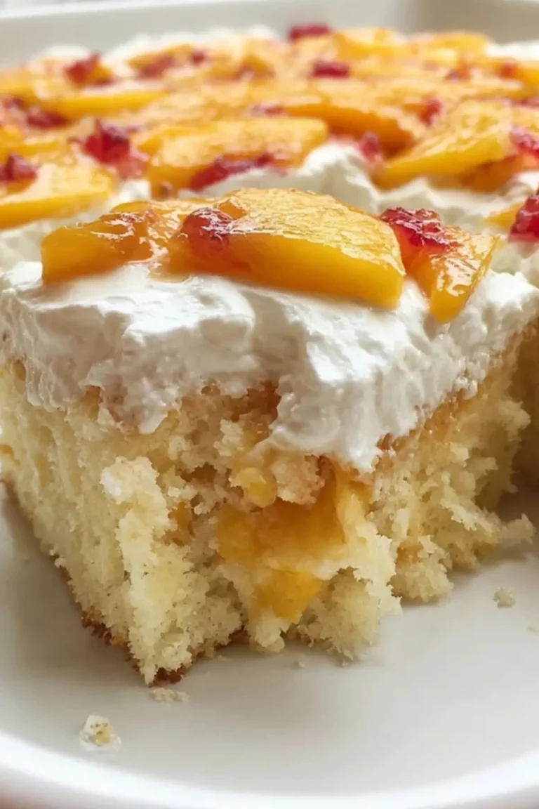 Peaches and Cream Poke Cake