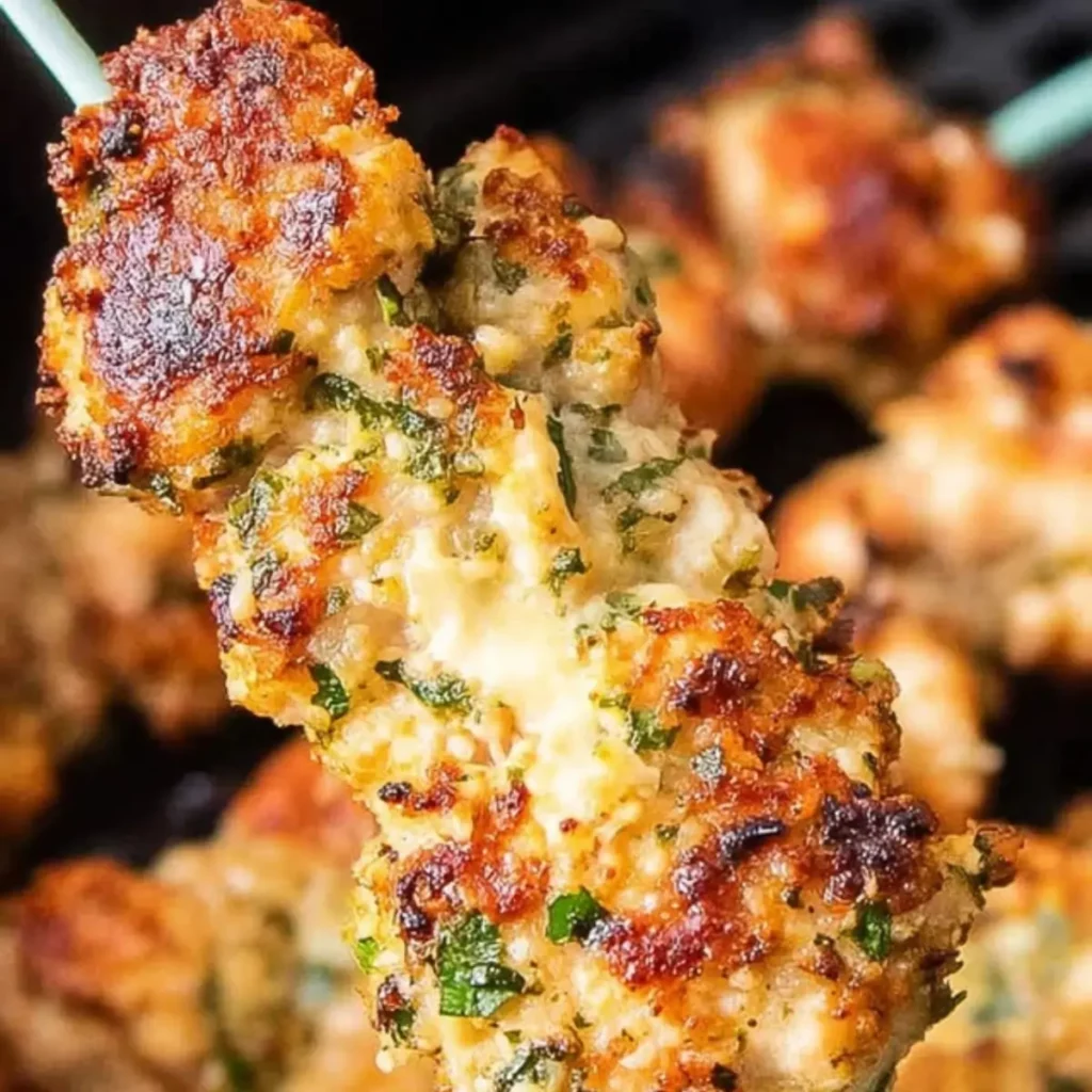 Air Fryer Garlic Parmesan Chicken Skewers