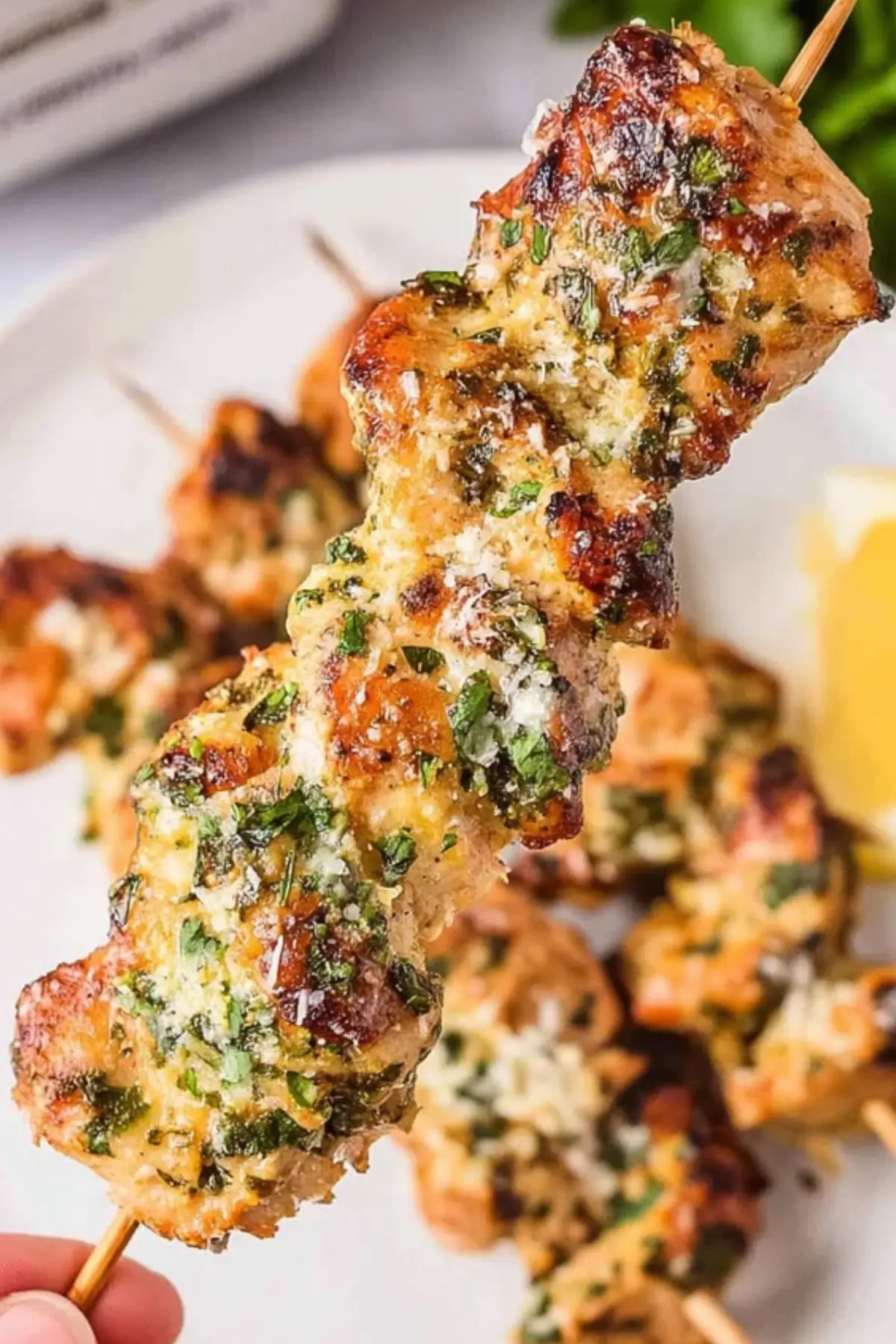 Air Fryer Garlic Parmesan Chicken Skewers