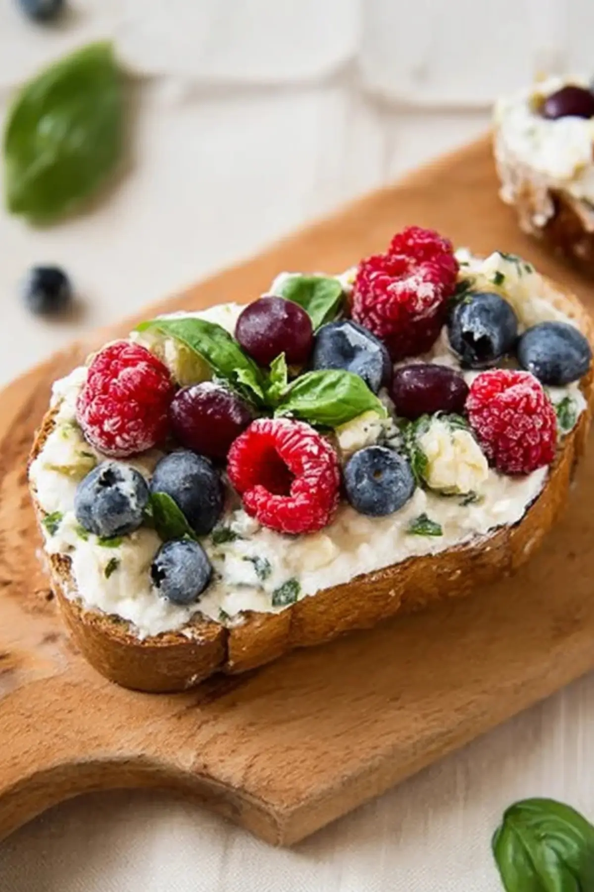 Berries & Basil Cream Cheese Toast