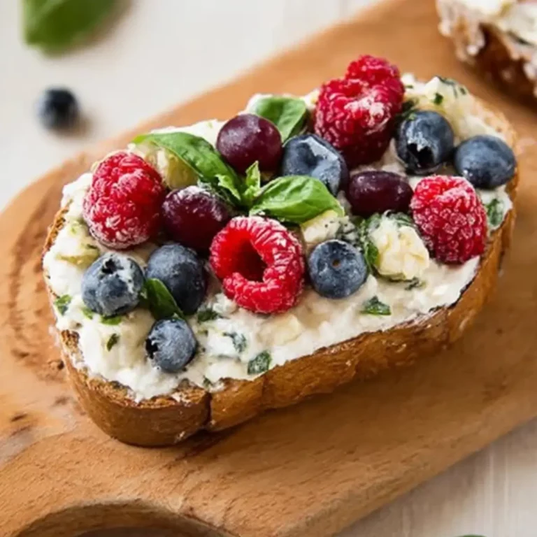 Berries & Basil Cream Cheese Toast
