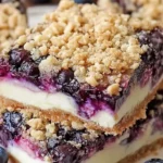 Blueberry Crisp Cheesecake Bars