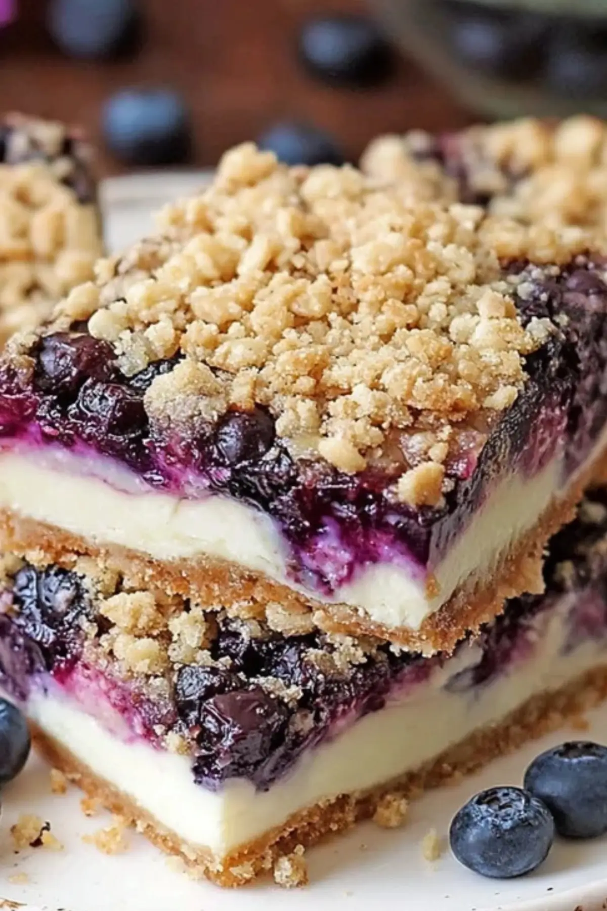 Blueberry Crisp Cheesecake Bars