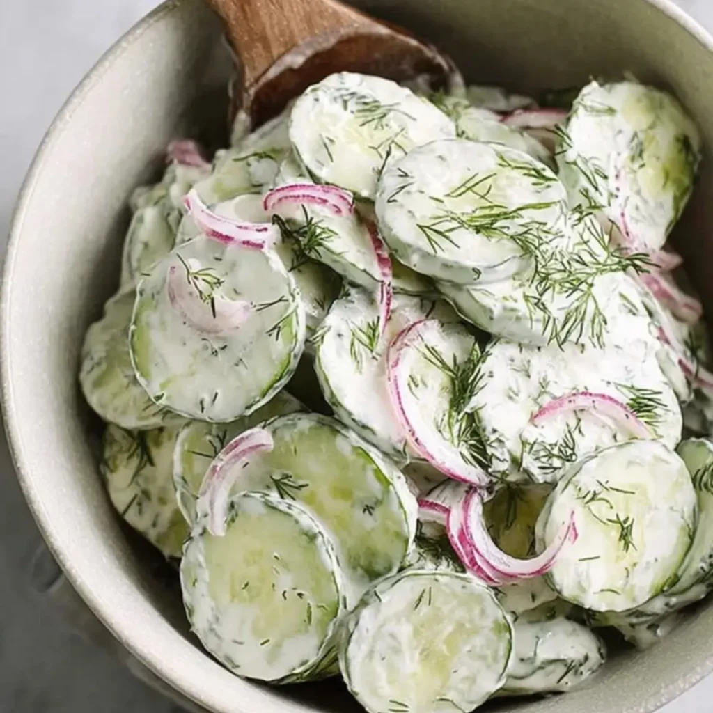 Creamy Dill Cucumber Onion Salad