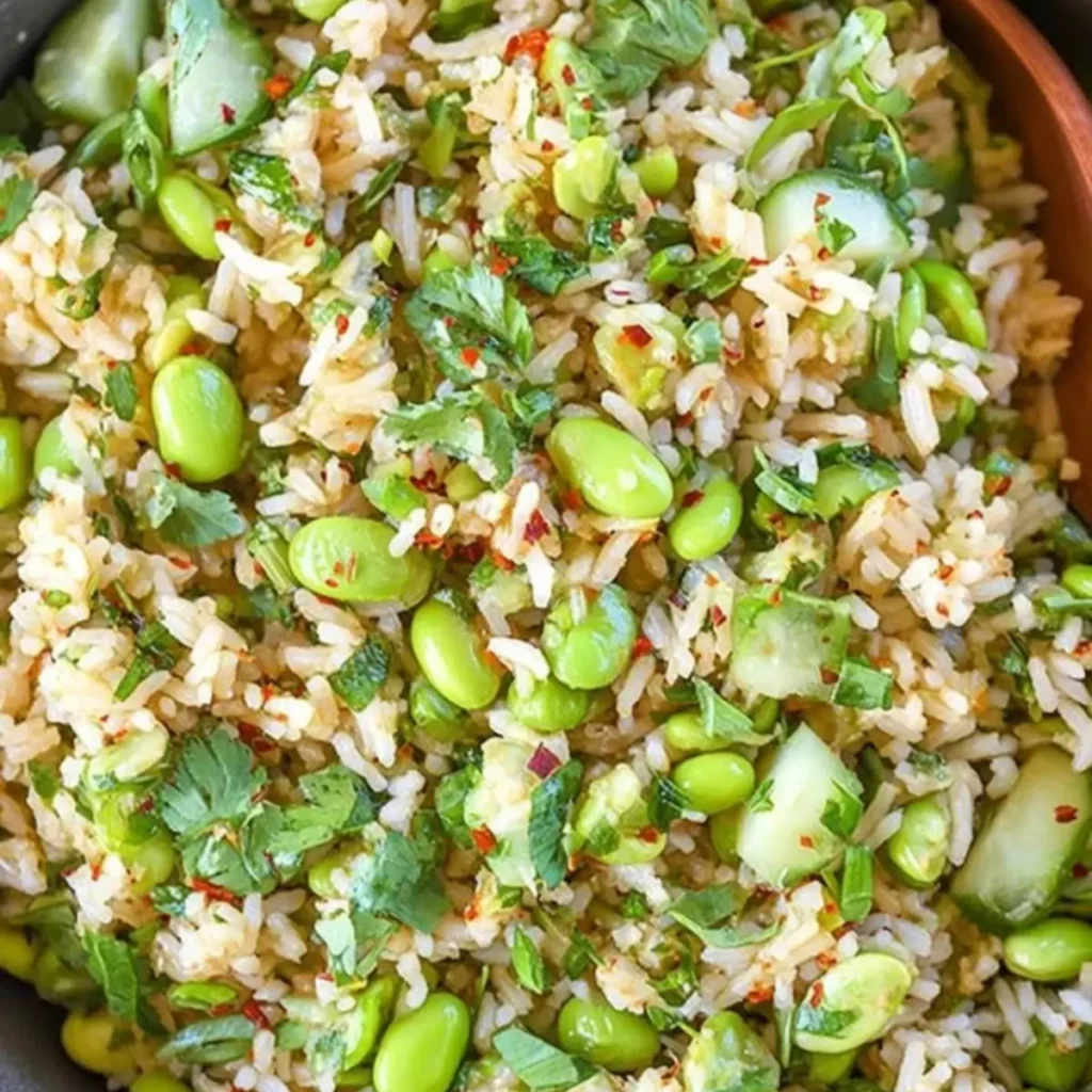 Cucumber Edamame Rice Salad