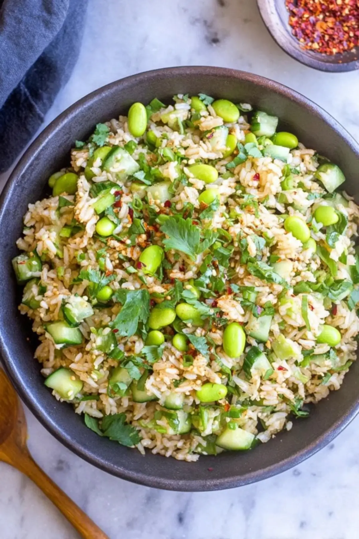 Cucumber Edamame Rice Salad