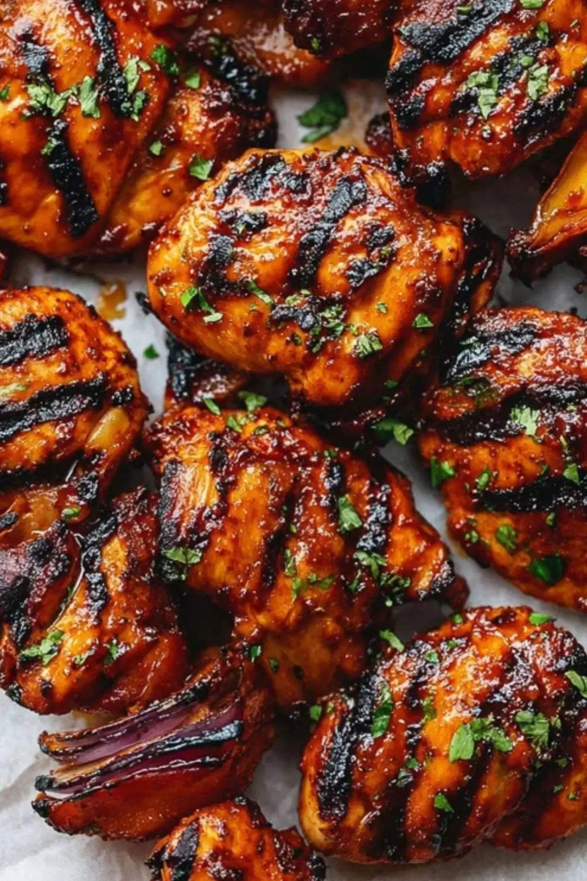 Grilled honey BBQ bacon Chicken kabobs
