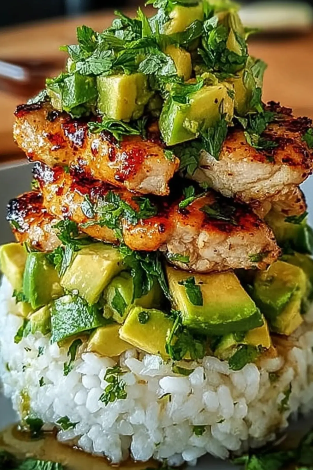 Honey Lime Chicken & Avocado Rice Stack