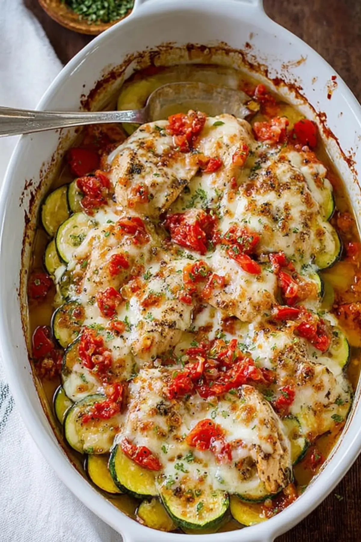 Mediterranean Chicken Zucchini Bake