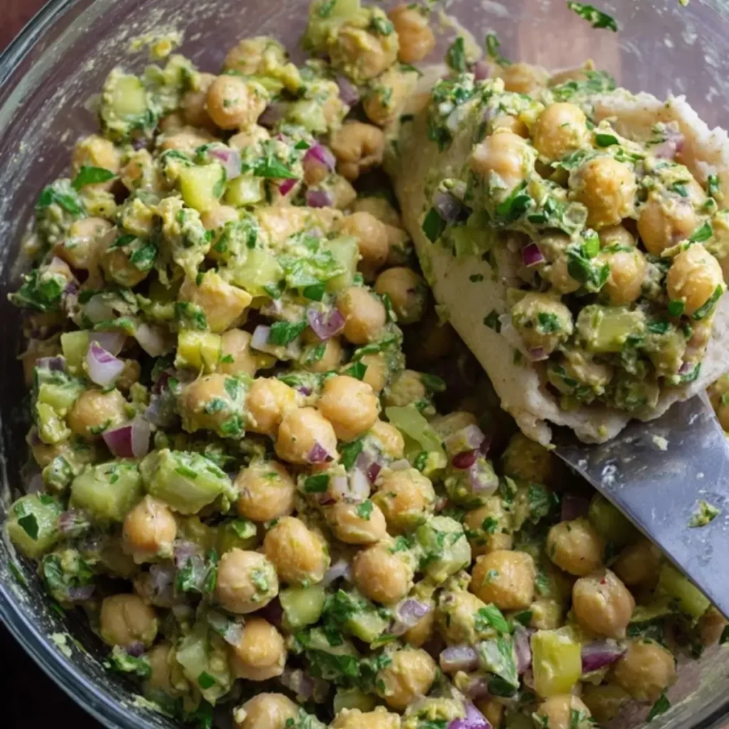 Smashed Chickpea Salad Stuffed Pitas