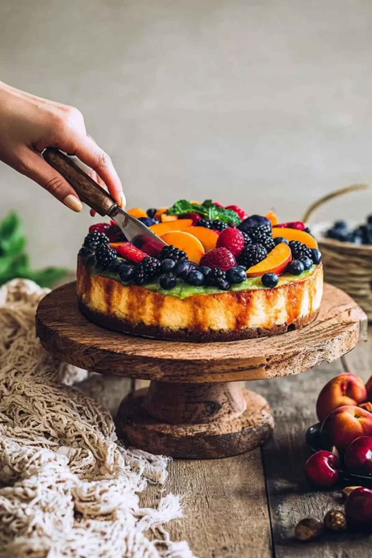 Summer Berry and Peach Cheesecake
