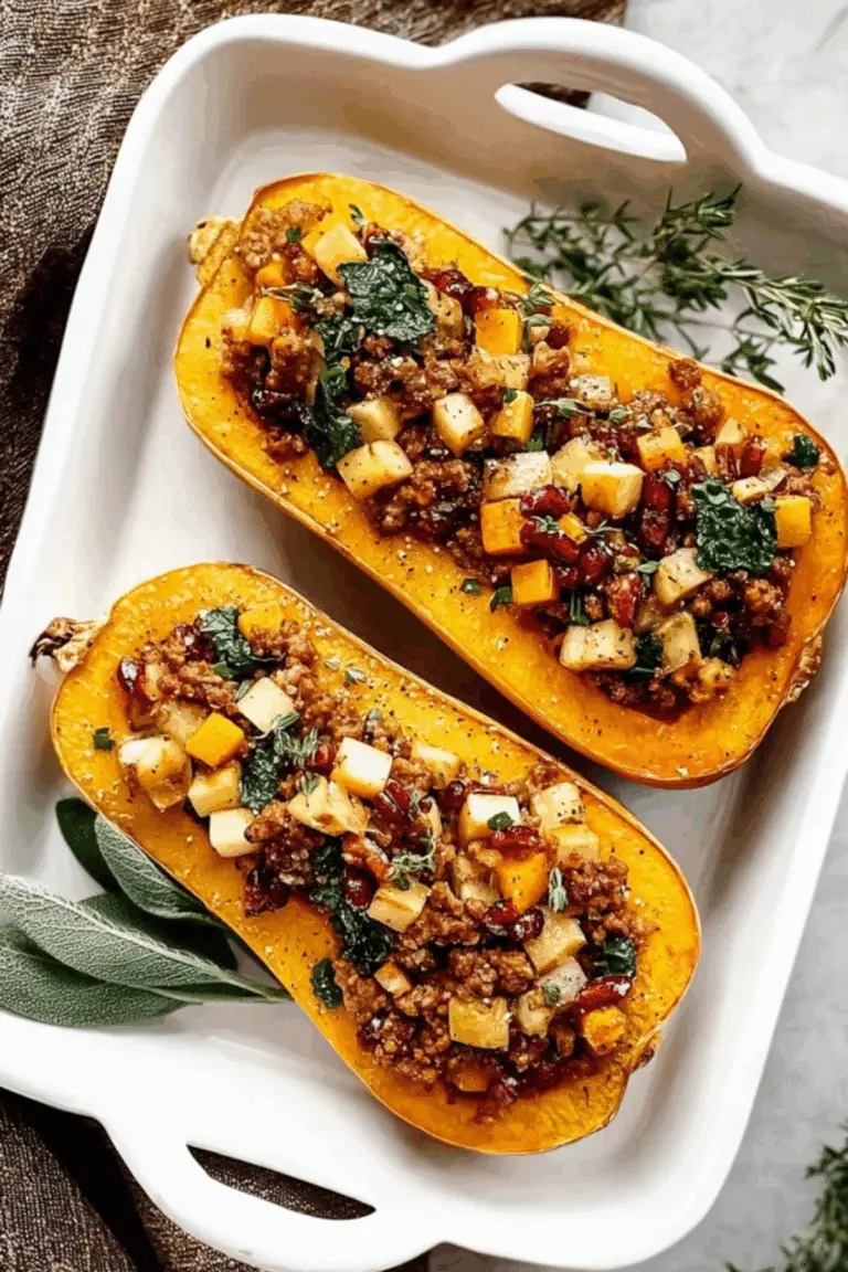 Apple Sausage Stuffed Butternut Squash