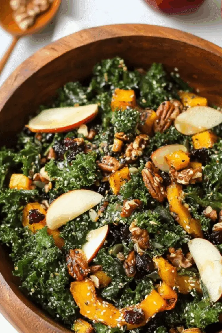Autumn Kale Salad with Maple Balsamic Vinaigrette