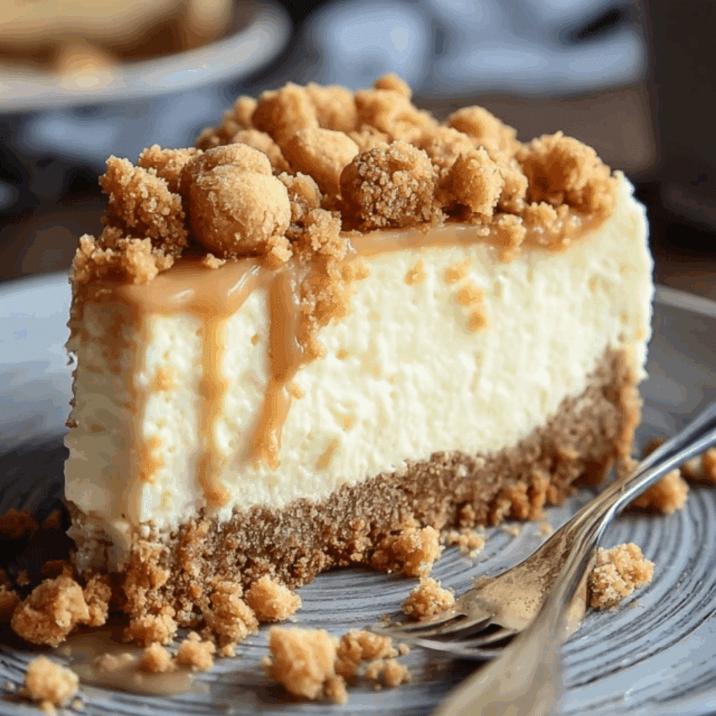 Butterscotch Cheesecake with a Buttery Crumble