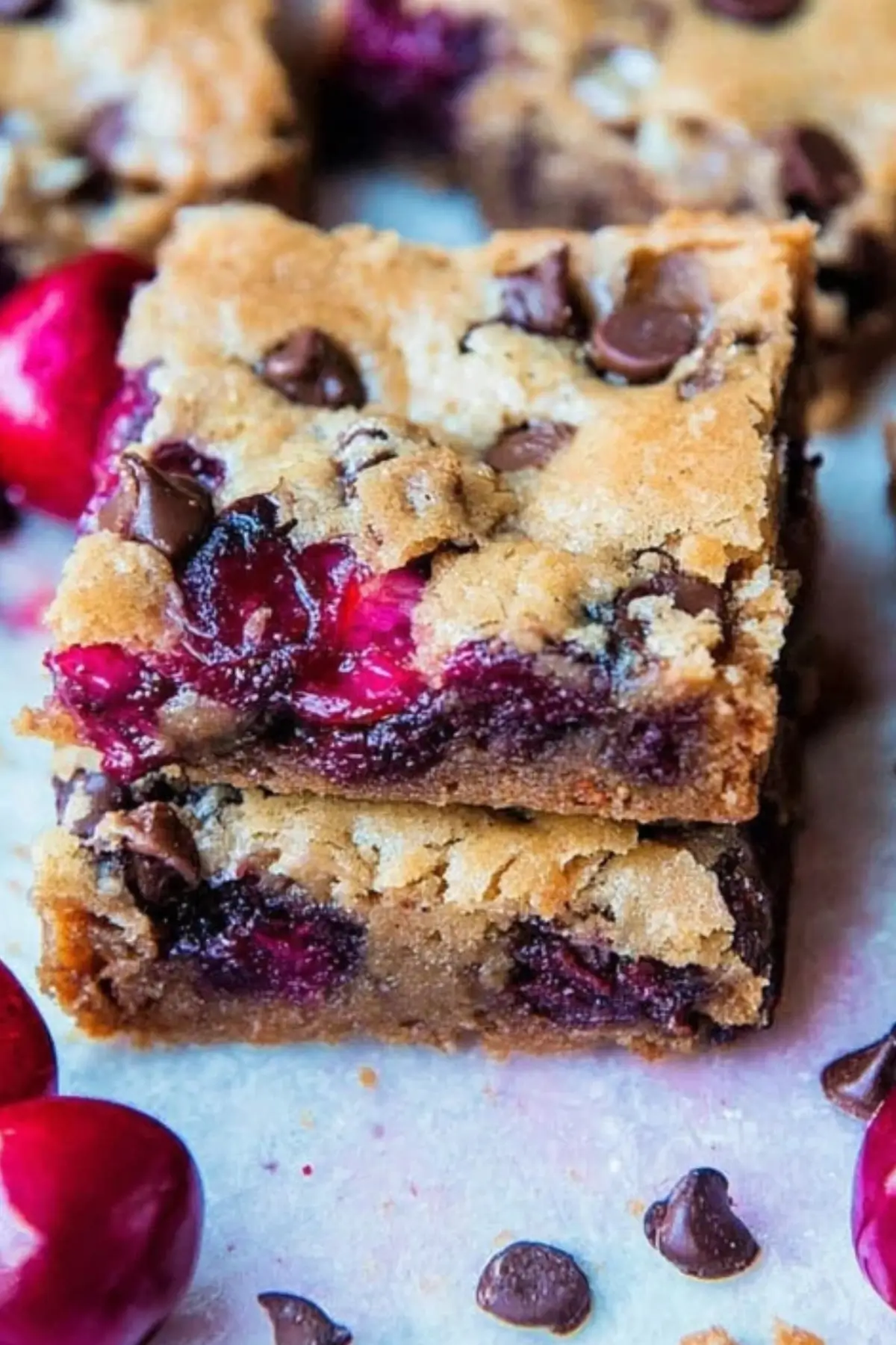 Chocolate Chip Cherry Bars with Brown Sugar