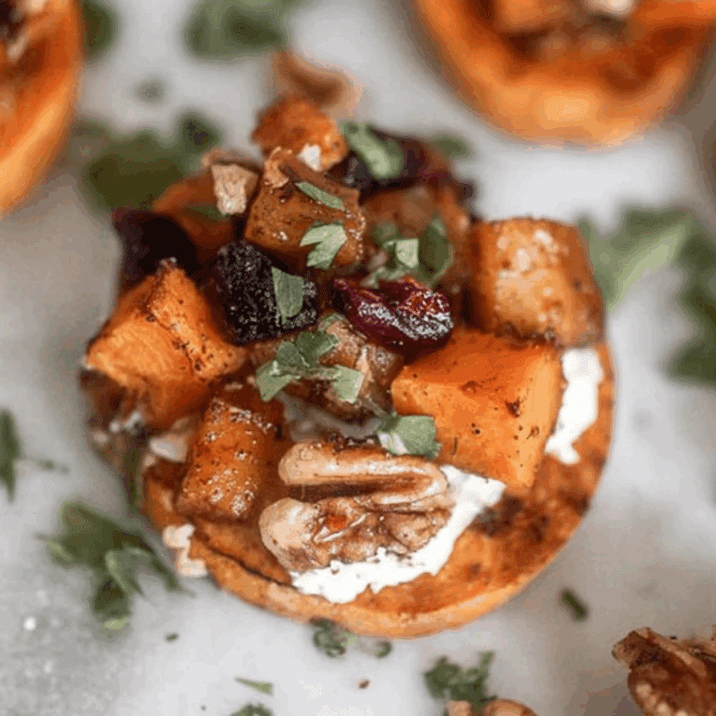Fall Bruschetta On Sweet Potato Crostini