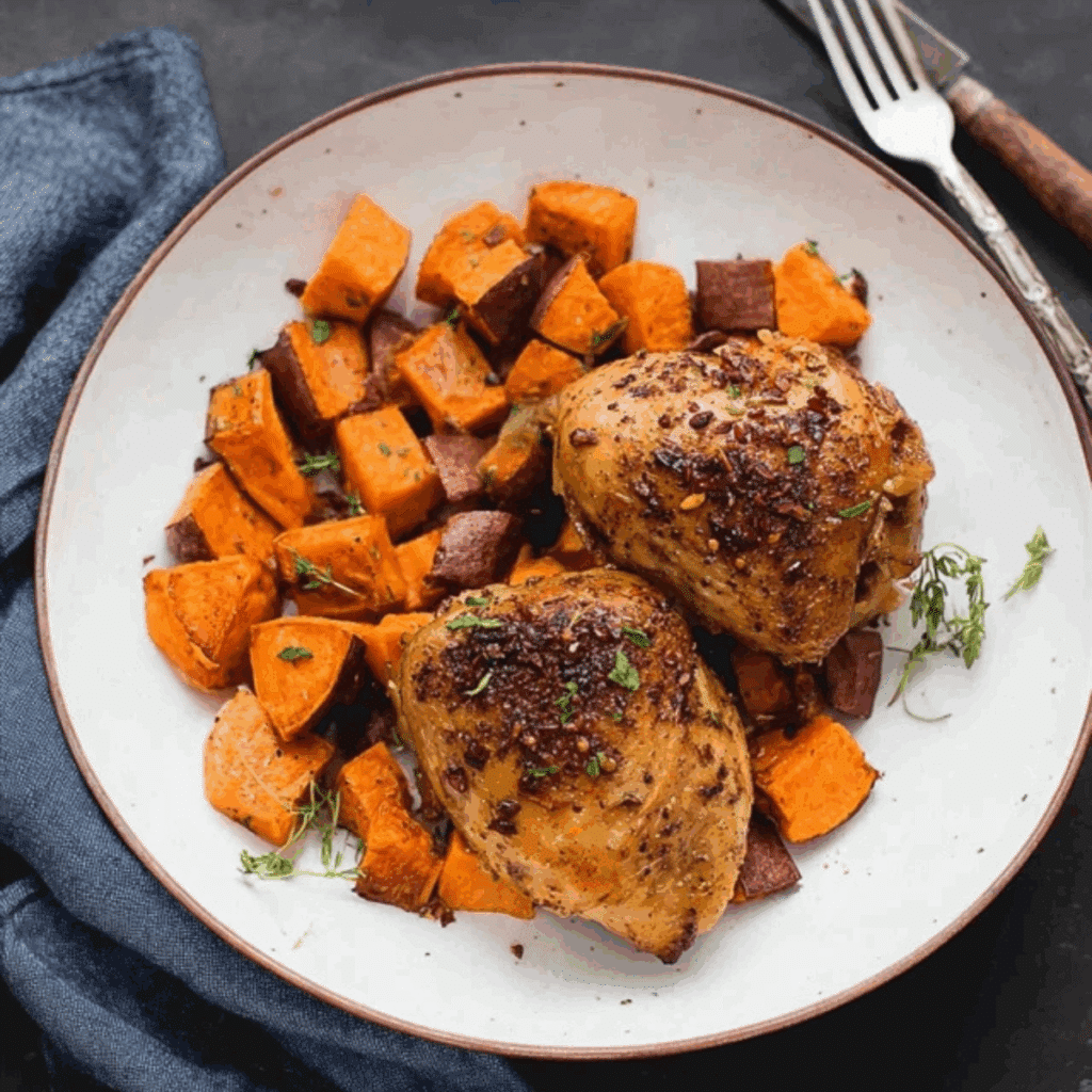 Honey Roasted Chicken and Sweet Potatoes
