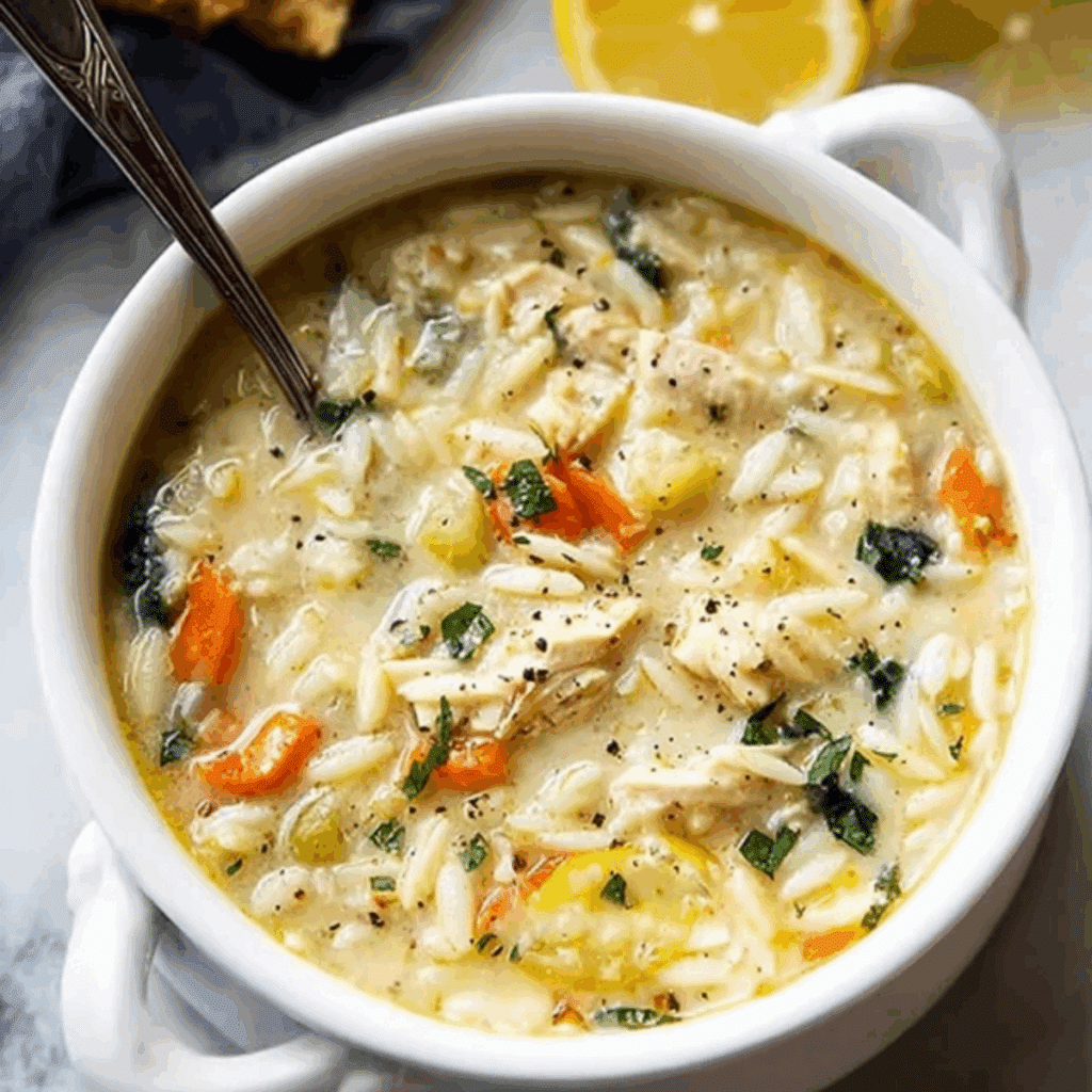 Lemon Chicken Orzo Soup
