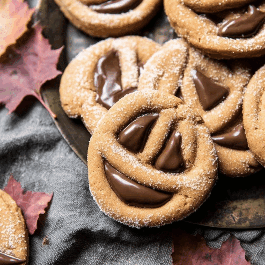 Milk Chocolate Stuffed Jack-O’-Lantern Cookies