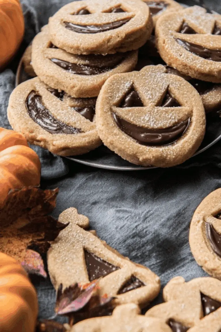 Milk Chocolate Stuffed Jack-O’-Lantern Cookies