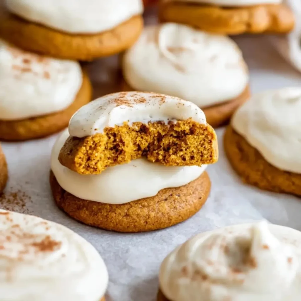 Pumpkin Cookies with Cream Cheese Frosting