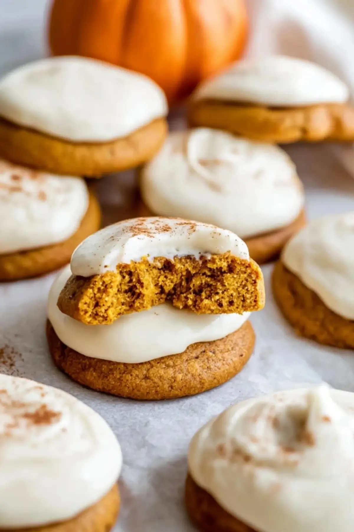 Pumpkin Cookies with Cream Cheese Frosting