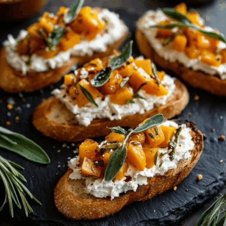 Whipped Goat Cheese Butternut Squash Bruschetta
