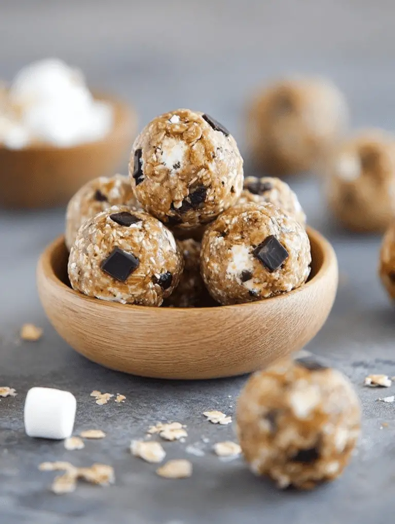 Delicious S'mores Energy Bites with chocolate chips and graham crackers