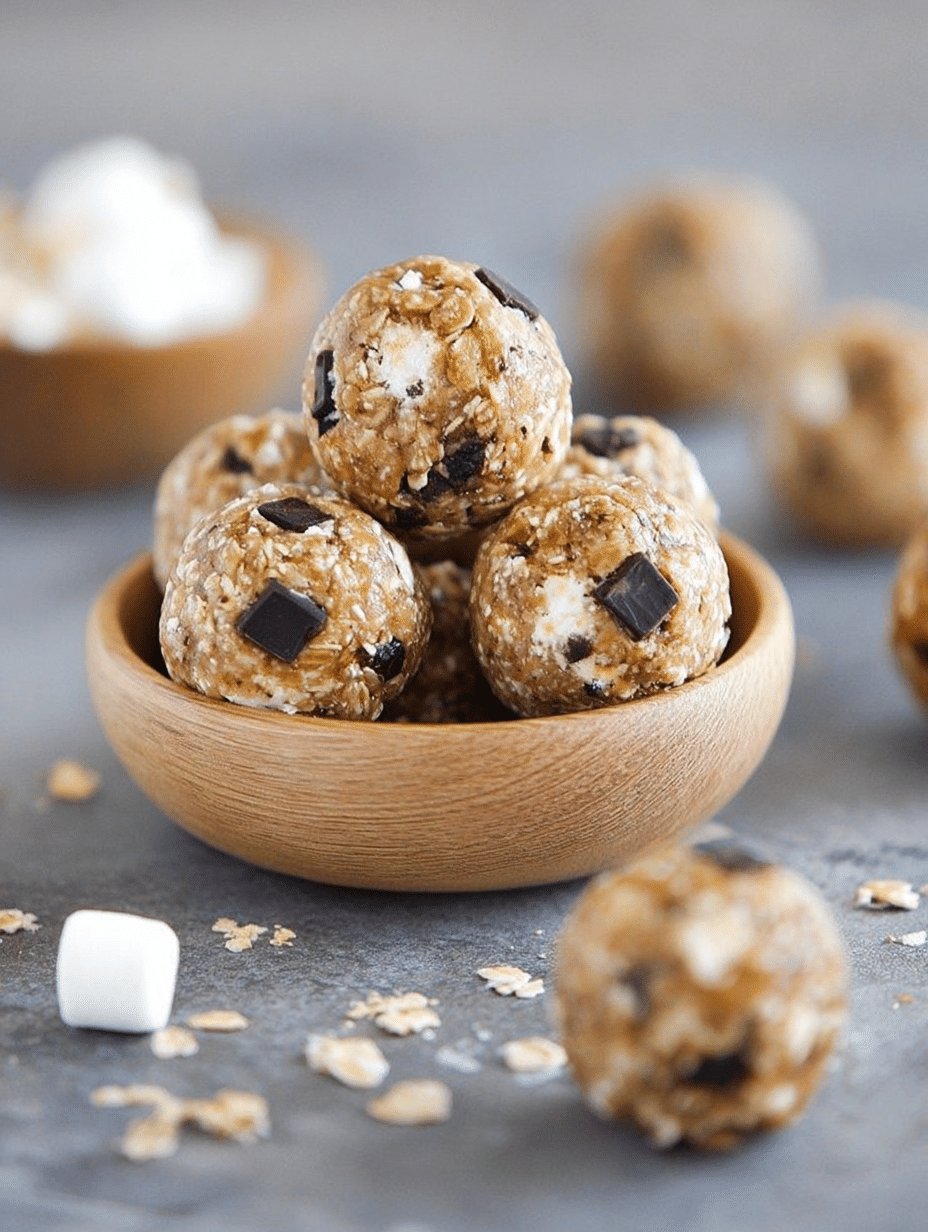 Delicious S'mores Energy Bites with chocolate chips and graham crackers