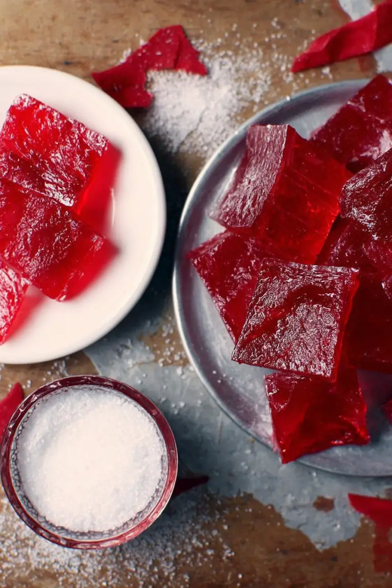 Delicious homemade cinnamon hard candy pieces in a decorative bowl with confectioners' sugar
