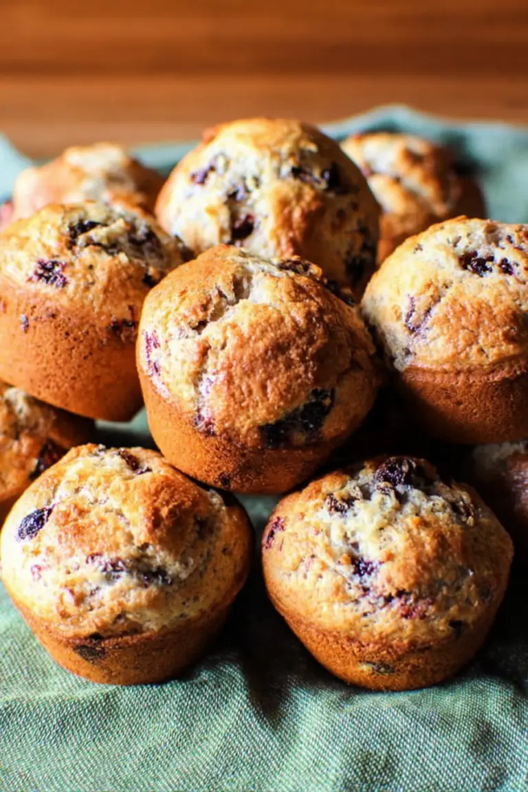 Freshly baked mulberry muffins in a rustic basket, highlighting their golden texture and berries.