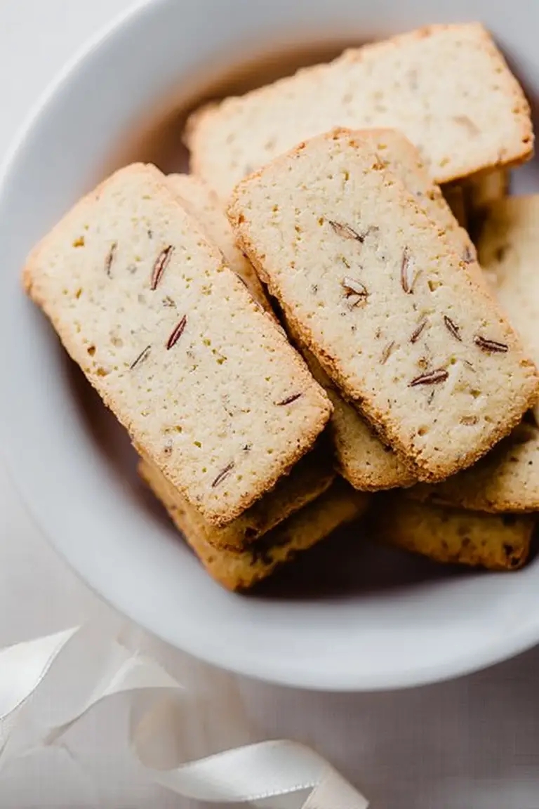 Plate of mulberry oat shortbread cookies with dried mulberries and a cup of plant-based milk