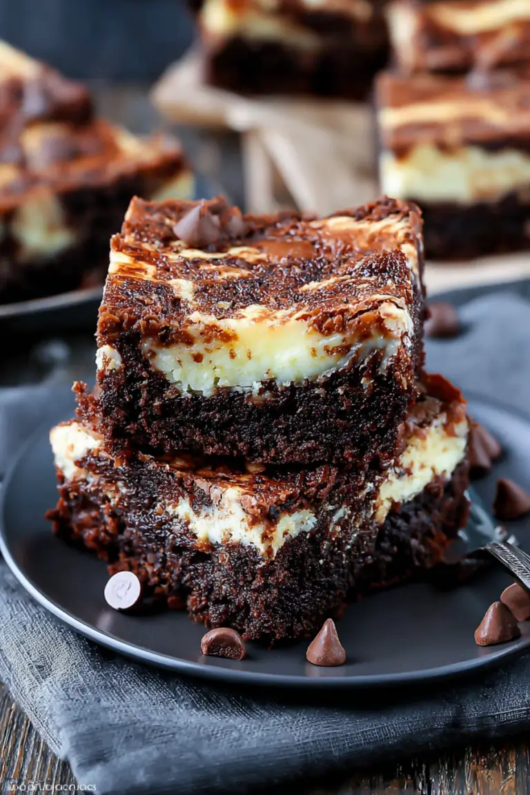 Delicious slice of cheesecake brownies showcasing a rich brownie base topped with creamy cheesecake layer.