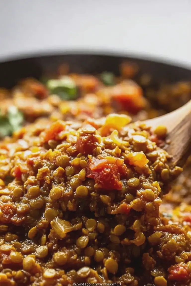 Bowl of easy Indian lentils garnished with fresh basil and accompanied by naan bread.