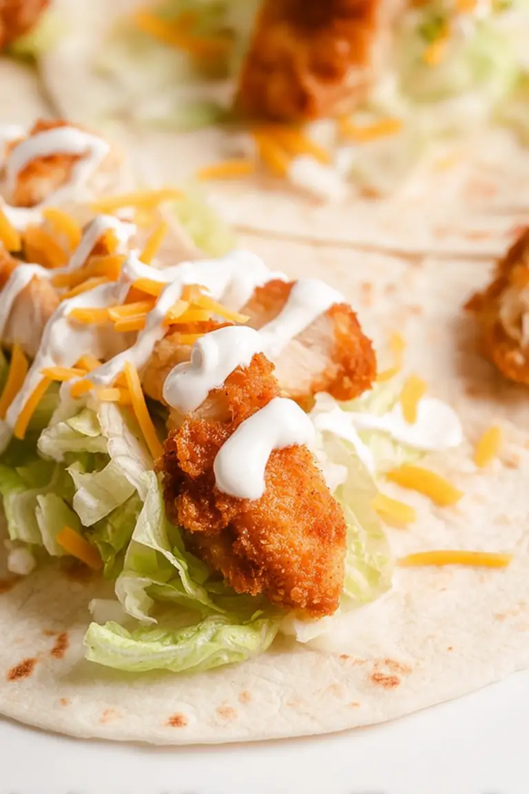 Homemade McDonald's crispy chicken ranch snack wrap cut in half, showcasing chicken, lettuce, cheese, and ranch dressing in a tortilla.