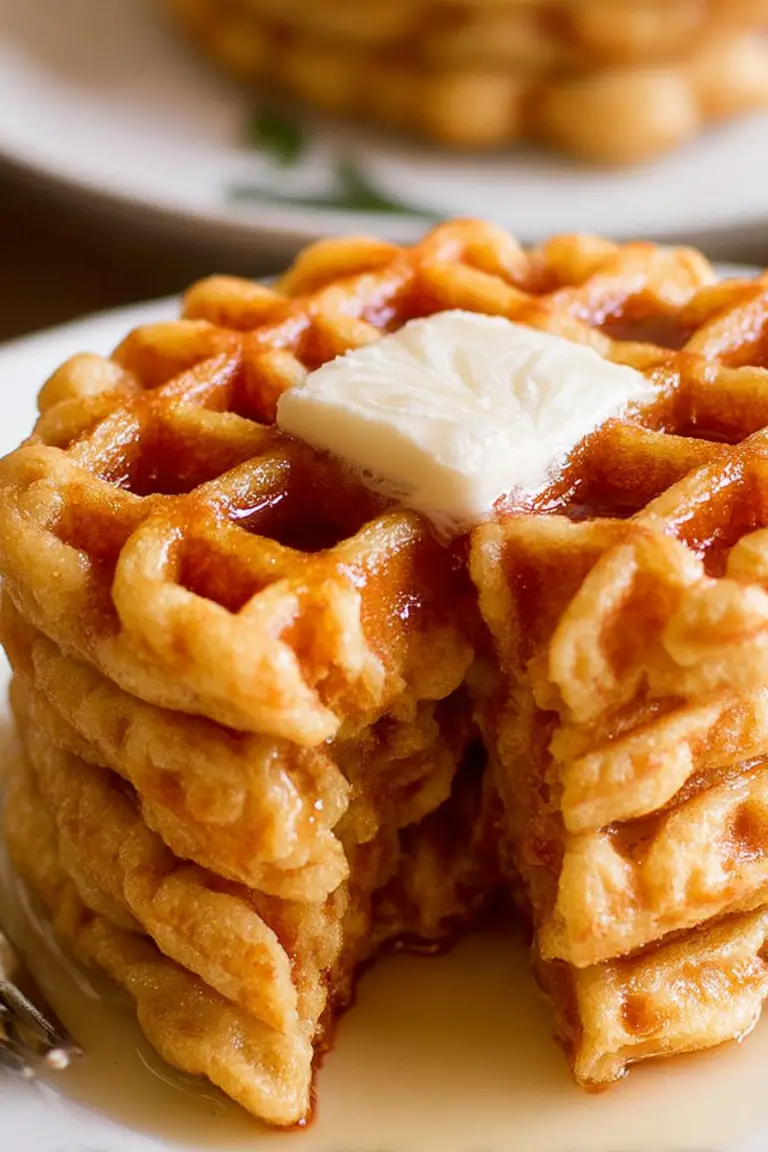 Stack of protein waffles with fresh berries and yogurt, showcasing a healthy breakfast option rich in protein.